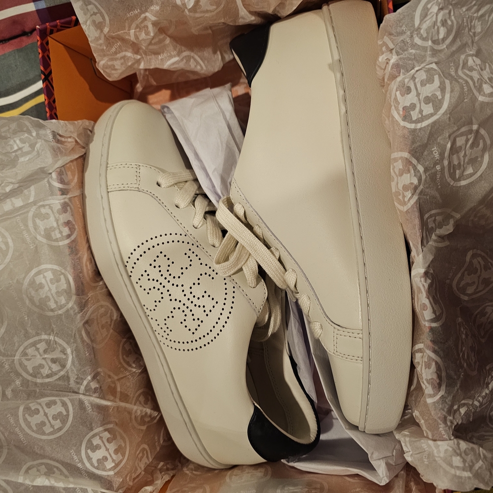 Tory Burch Cream and Black Sneakers